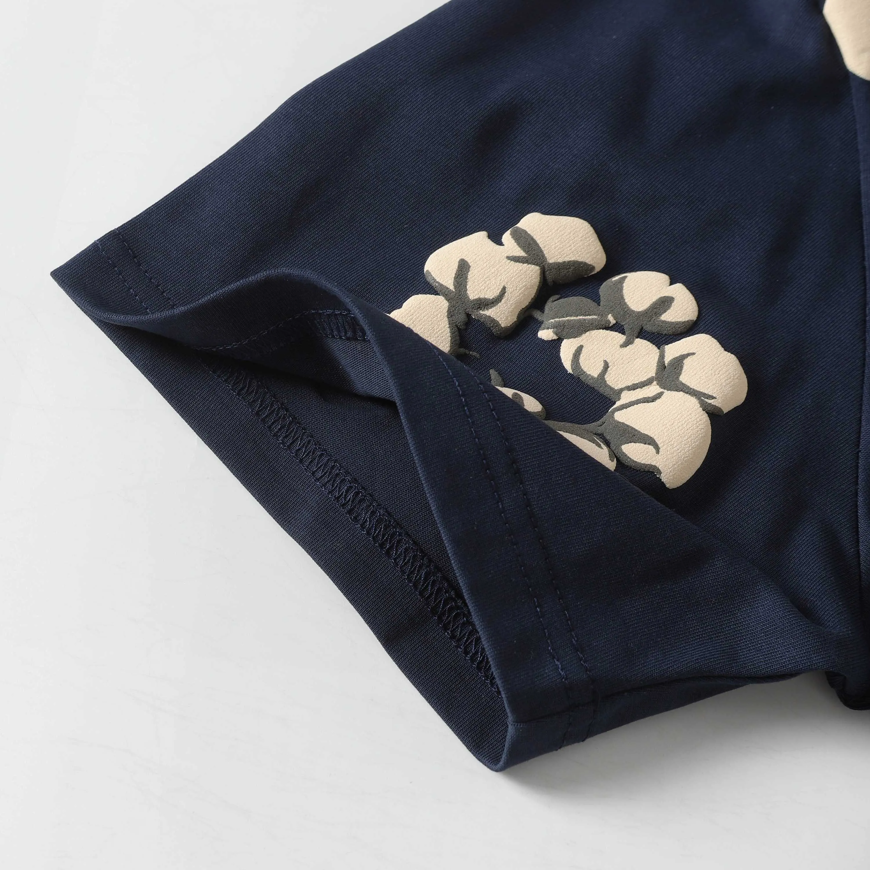 8201# 8 color set DENIM TEARS Kapok European and American fashion brand high quality foam flocking printed short sleeves Color Black Yellow Green Yellow Gray Royal Blue Pink Peacock Blue Size S-XL